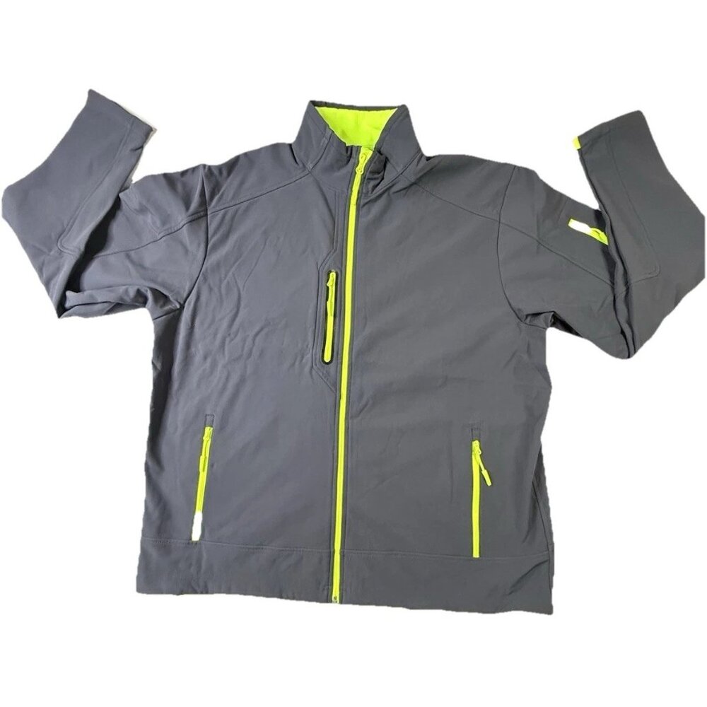 Zorrel Softshell Jacket Mens XXL Gray Neon Full Zip Outdoor Windbreaker